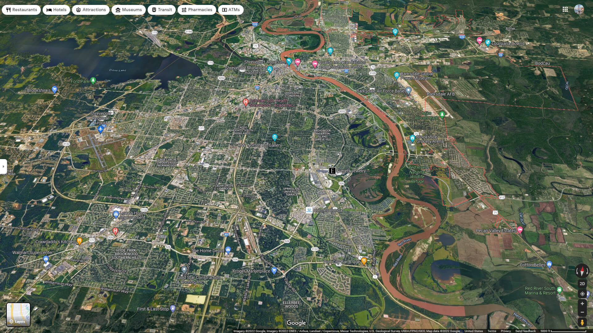 Bossier City Aerial Map Louisiana
